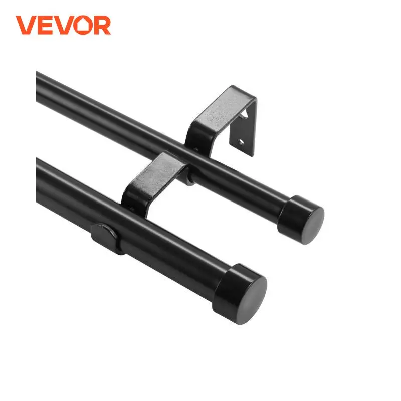 VEVOR 1 Inch Double Curtain Rods 36-72/74-144 Inches Drapery Rods for Windows 24-68/69-140 Inches Telescoping Dual Curtain Rod