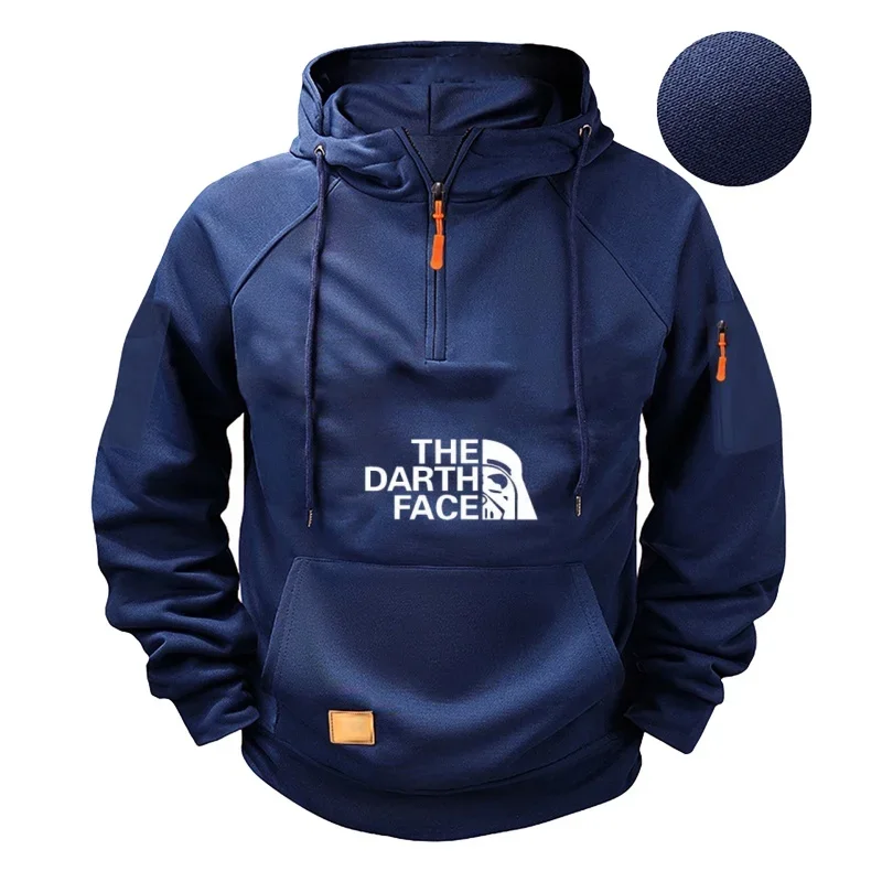 

Men's casual sportswear autumn and winter long-sleeved half-zipper pocket hoodie 2025 fashionable and warm pullover