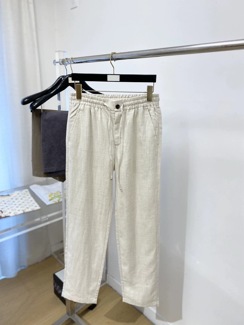 

Итальянские винтажные мужские летние брюки с вышивкой и узором «микромедальон», удобные прямые повседневные брюки, модные, деловые, универсальные