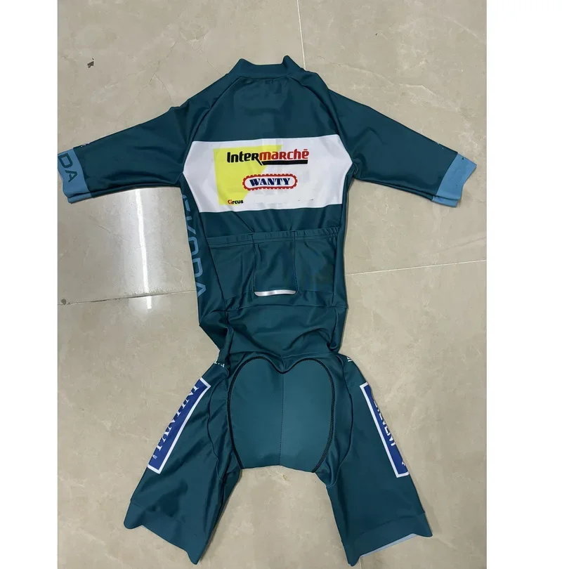 LASER CUT Skinsuit 2024 INTERMARCHÉ WANTY TEAM TDF GREEN Bodysuit SHORT Cycling Jersey Bicycle Clothing Maillot Ropa Ciclismo