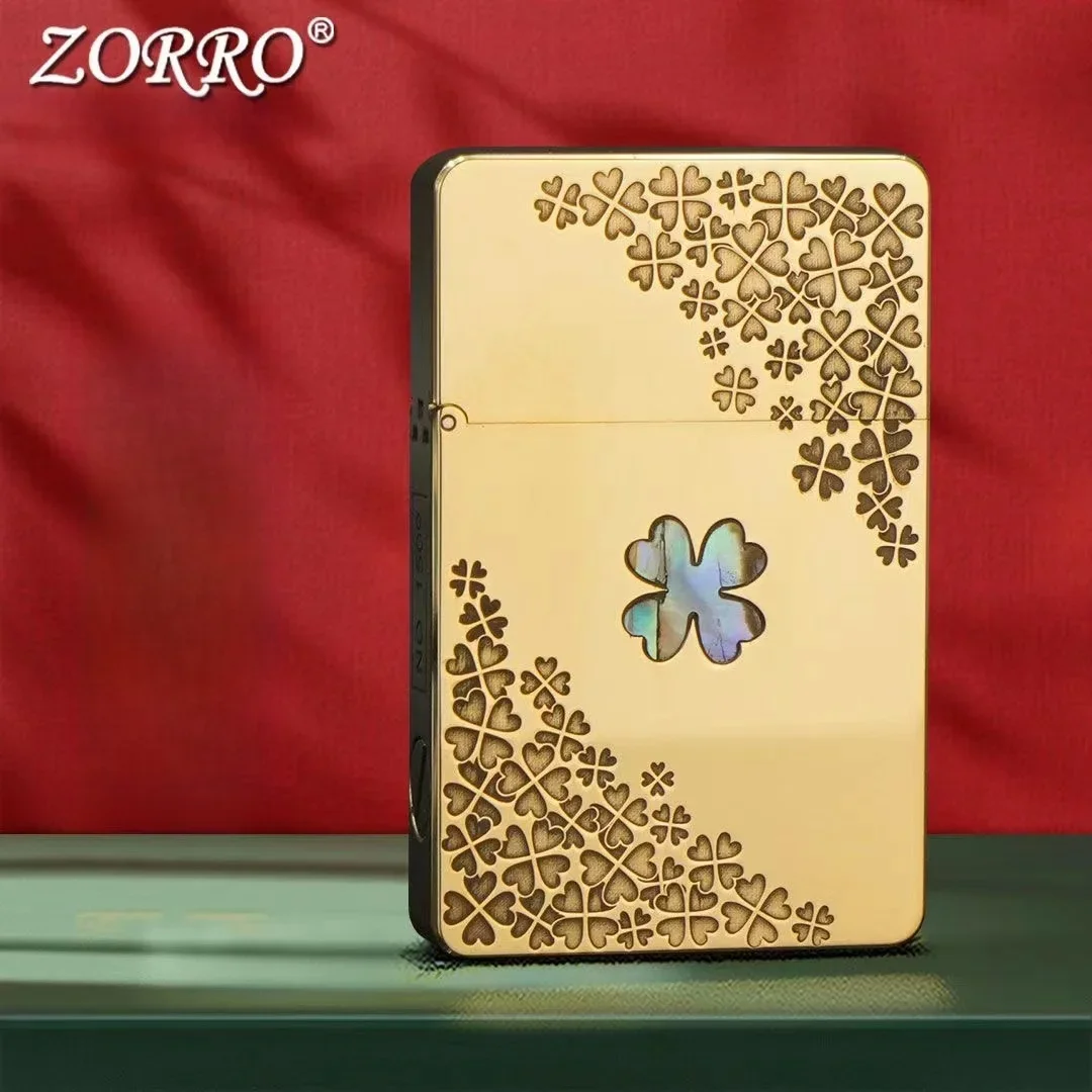 

ZORRO Pure Copper Ultra Thin Kerosene Lighter Personalized Double Sided Engraving Grinding Wheel Ignition Limited Edition Gadget