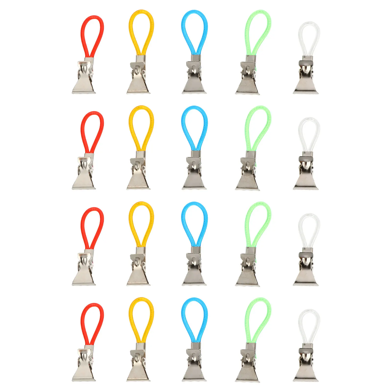 

20 Pcs Metal Colored Rope Towel Clips PVC Strong Load Home Drying Socks Tea Kitchen Travel Hanging Accessories Storage