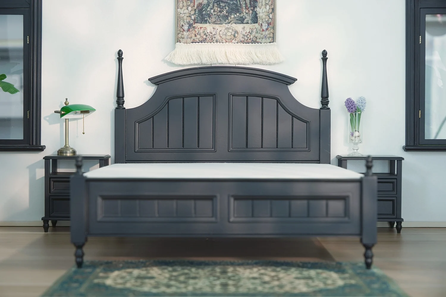 Meble do domku dla lalek w skali 1/6 BJD OB11, mini model, łóżko dwuosobowe/łóżko do sypialni z litego drewna