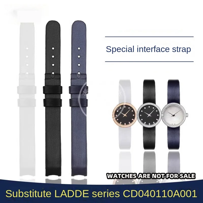

Fashion women's watch strap with concave interface For LA D DE DIOR series CD040110A Silk texture leather soft watchband