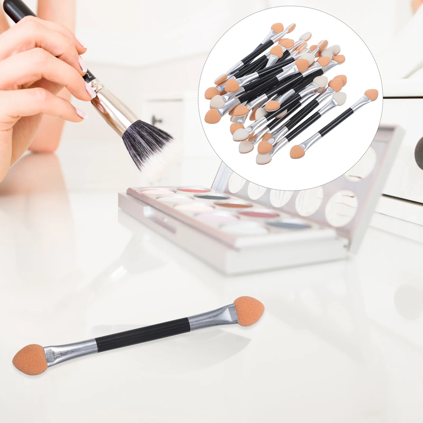 

24Pcs Disposable Eyeshadow Brushes Double Sided Sponge Applicators Lightweight Eye Shadow Makeup Tools for Women Artists