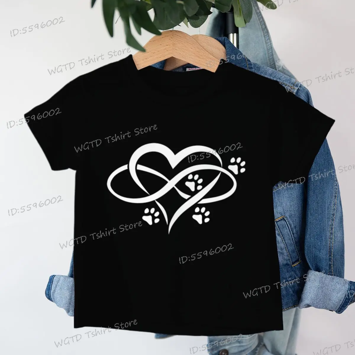 الحب باو طباعة القلب الكرتون تي شيرت للأطفال الفتيات الفتيان Harajuku Y2K تي شيرت مضيئة الاطفال الملابس الحيوان عاشق متوهجة