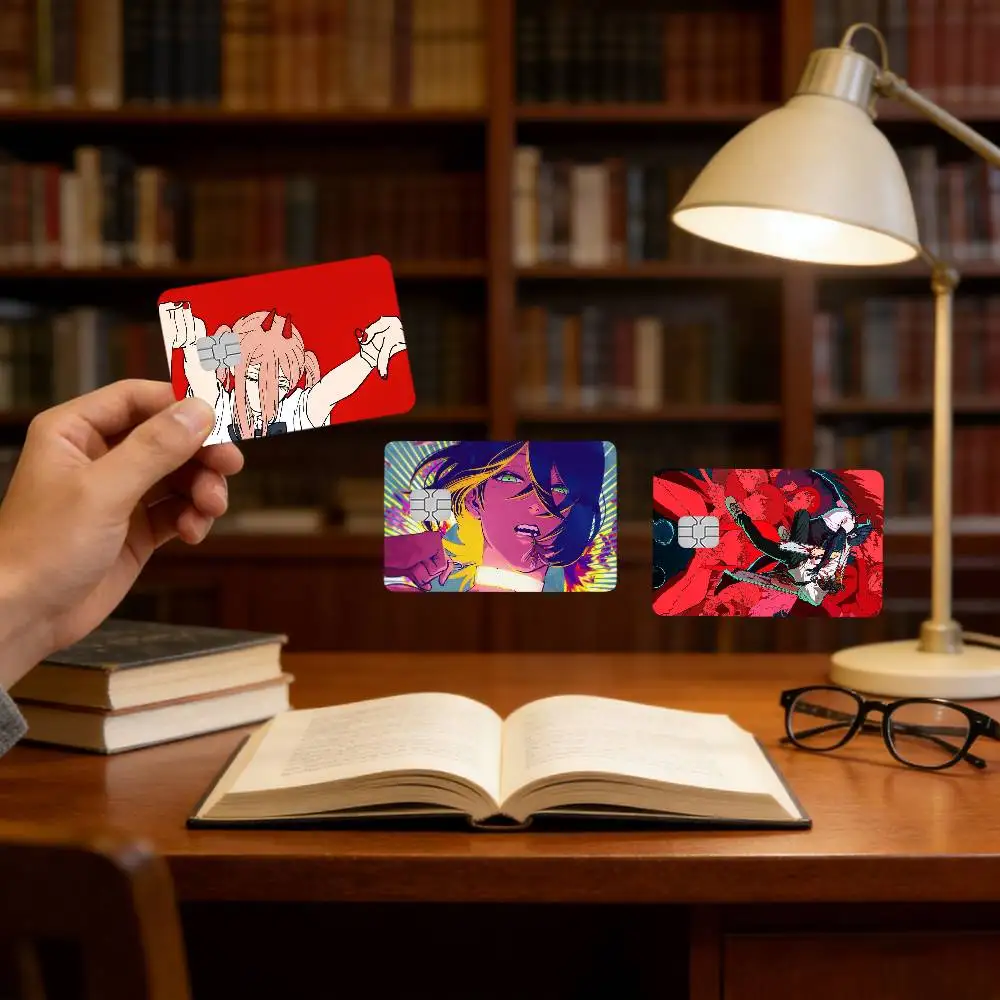 Autocollants de protection imperméables Anime C-Chainsaws M-Mans-ES pour cartes bancaires, cartes de crédit, cartes de débit, cartes de transport en commun