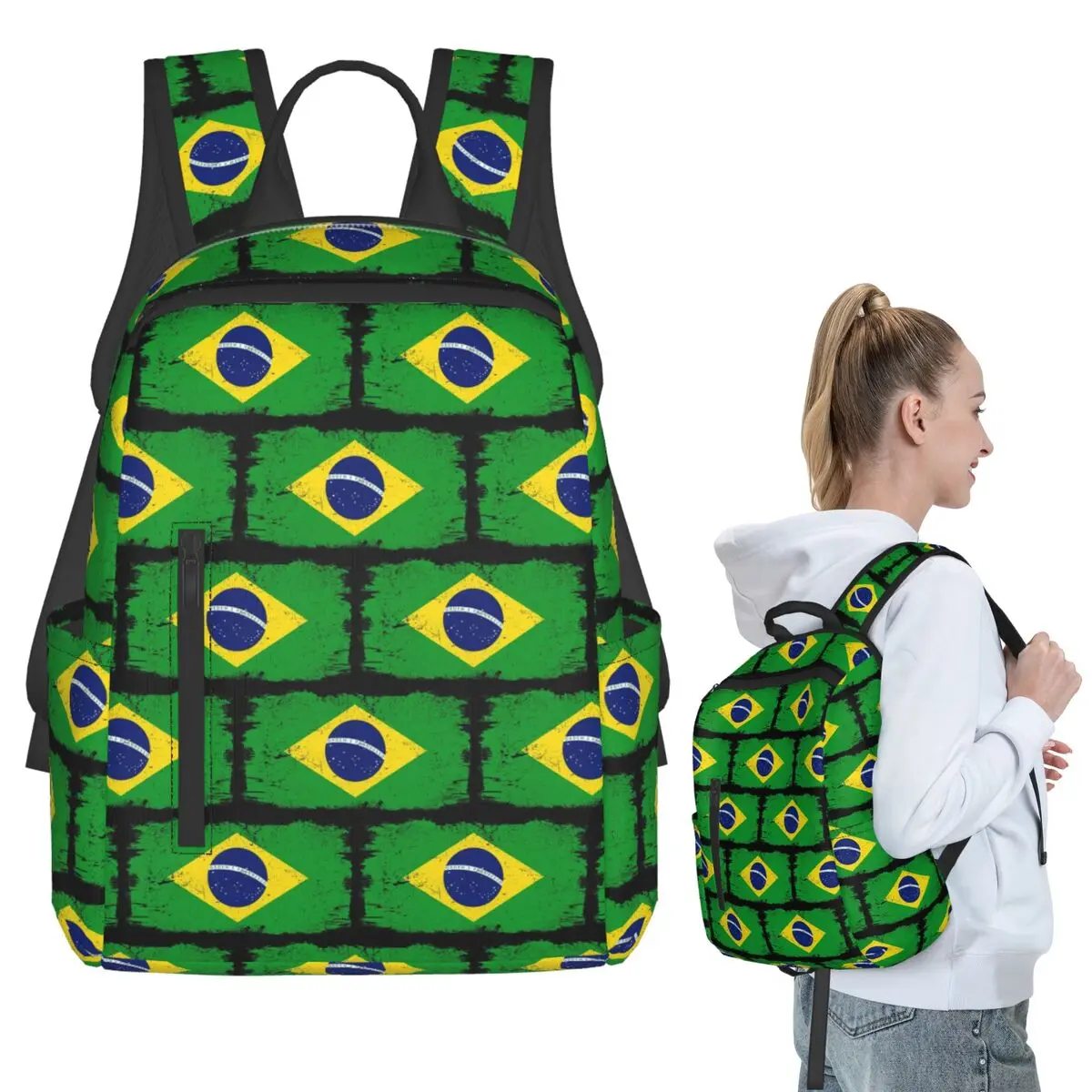 Brazil Country Flag Brazil Tourist Brazil Country Team Backpack Student BookBag School Bag Computer Shoulder Bags Boys Girls