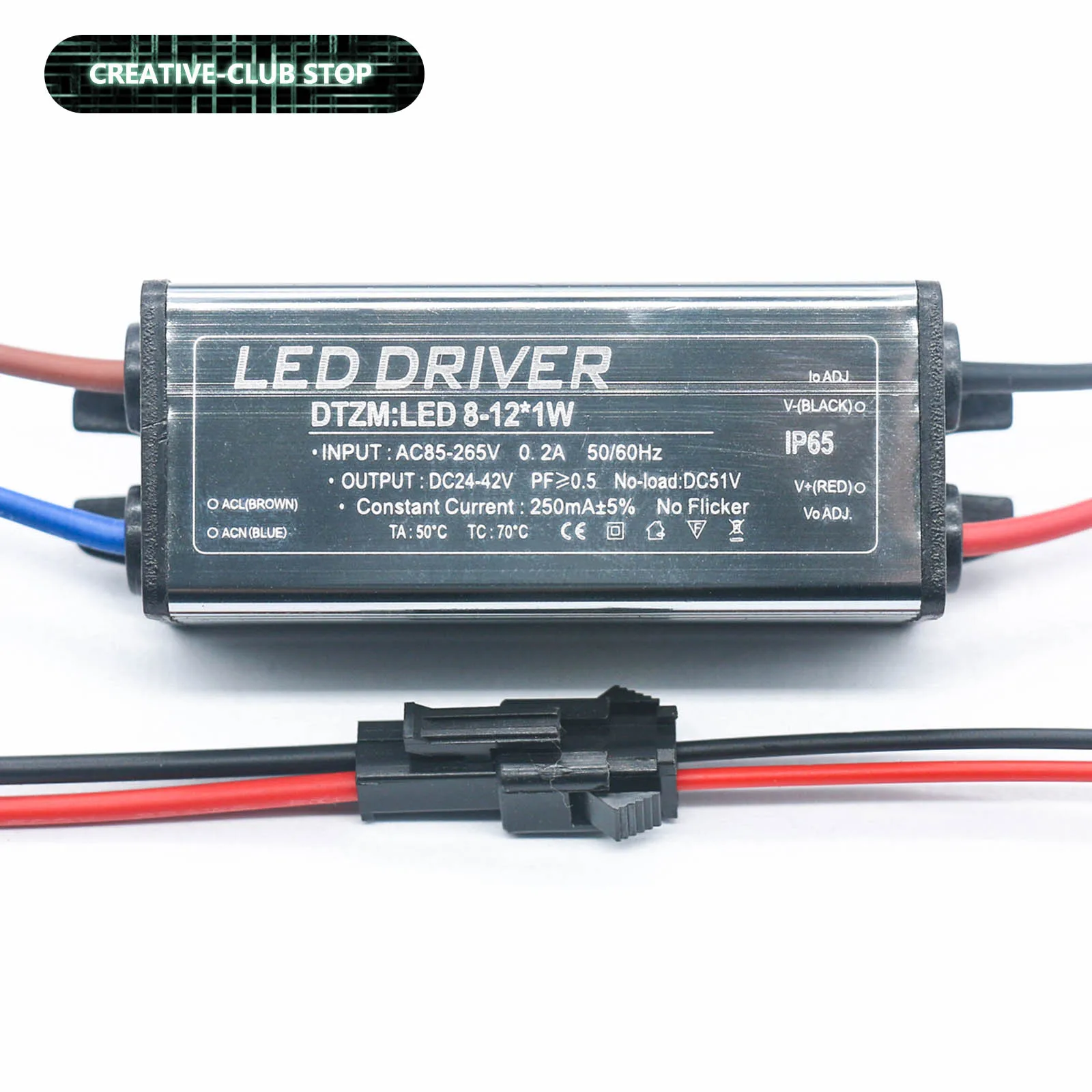 

LED Driver 1-3W 4-7W 8-12W 12-18W 18-25W 25-36W 250mA Power Supply Non-isolated Single Voltage Waterproof LED Driver Transformer