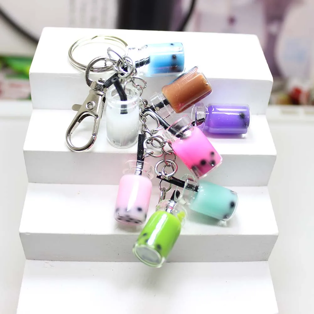 1Pcs/ Cute kawaii Charms Milk Tea Bottle Tea  Key Chain Diy Jewelry Making  Jewelry Making Supplies