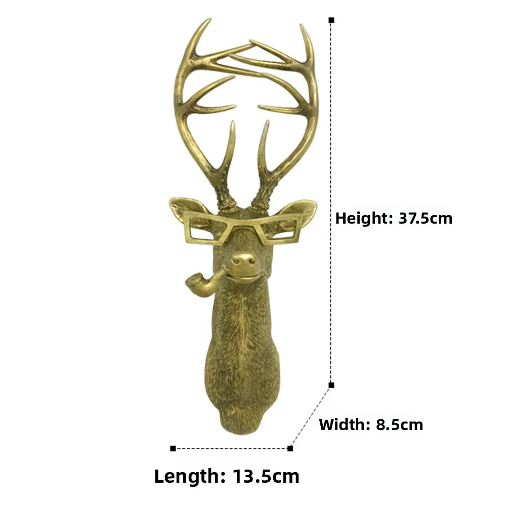 نظارات على شكل رأس غزال للتعليق على الحائط من البرونز المقلد لتزيين الحائط على شكل حيوانات مناسبة لغرفة المعيشة وغرفة النوم ومدفأة المكتب