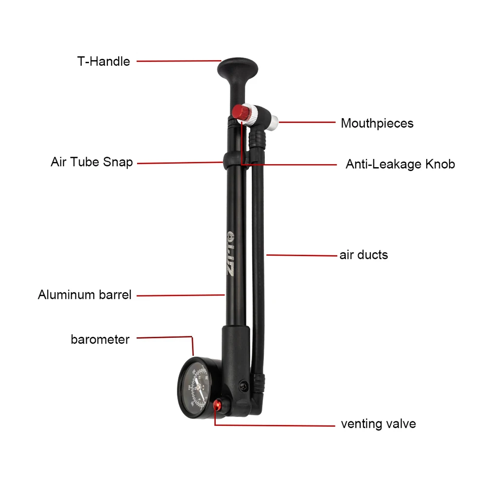 Bike Shock Pump with Pressure Gauge 0-300PSI/20BAR High Pressure Air Pump Schrader Valve for Front Fork & Rear Suspension