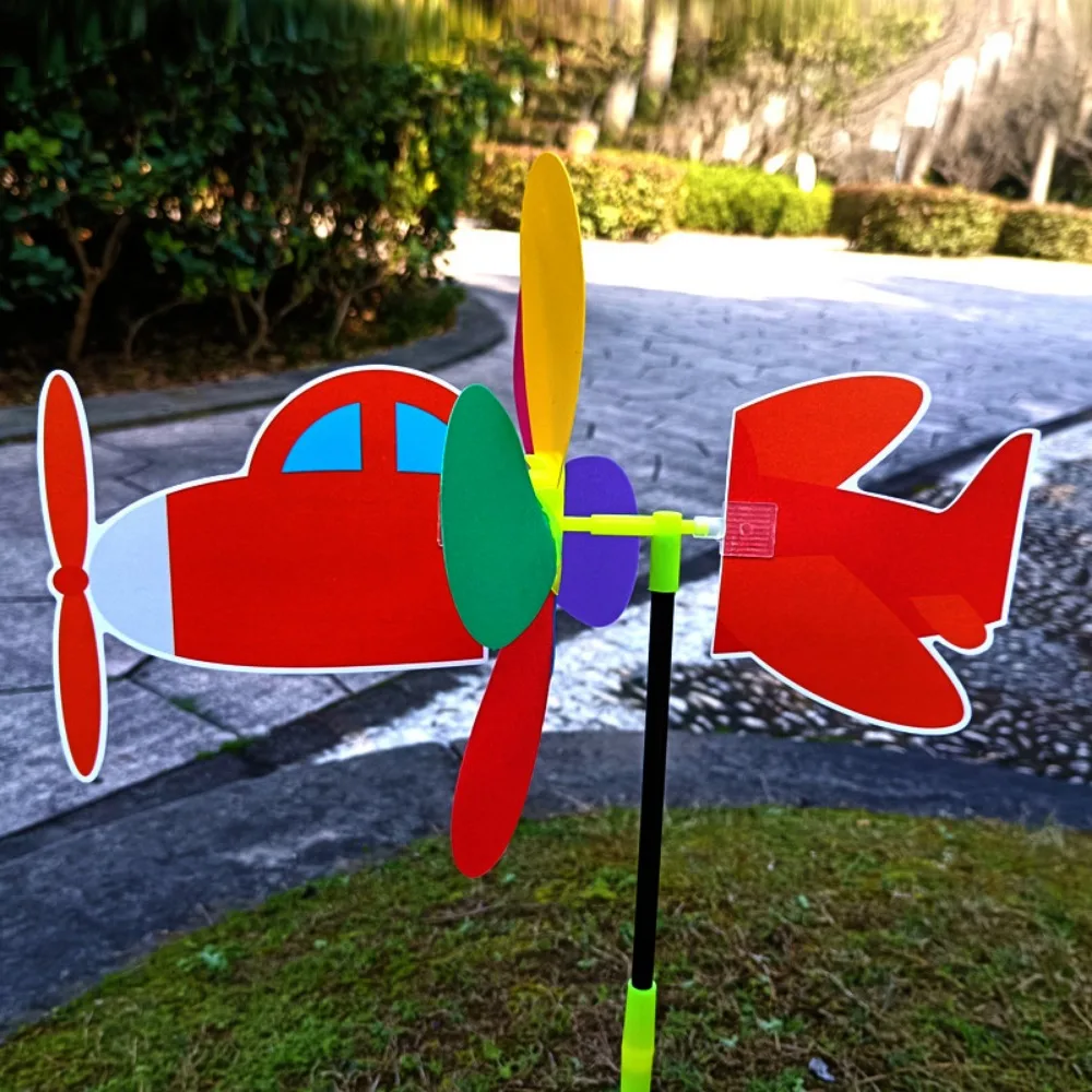 Alta qualidade colorido dos desenhos animados moinho de vento plástico tridimensional girador vento dos desenhos animados crianças brinquedos jardim quintal decoração