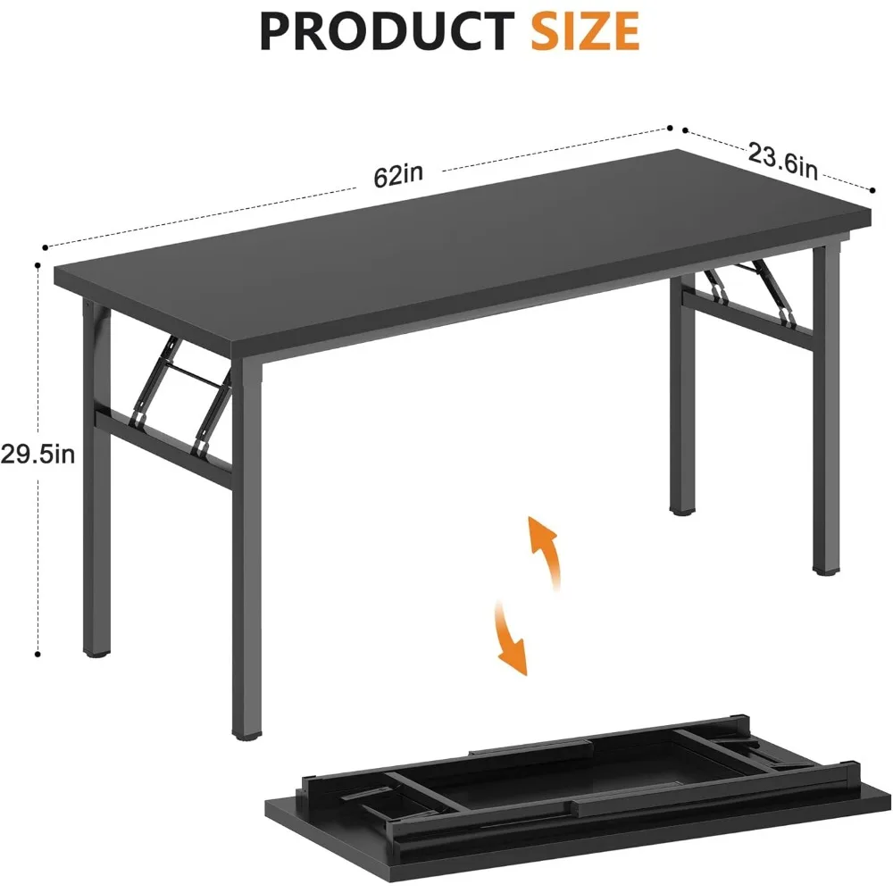 مكتب كمبيوتر DlandHome مقاس 62 بوصة، طاولة كمبيوتر مكتبية، مكتب كتابة للدراسة، محطة عمل للمنزل والمكتب بإطار معدني أسود و