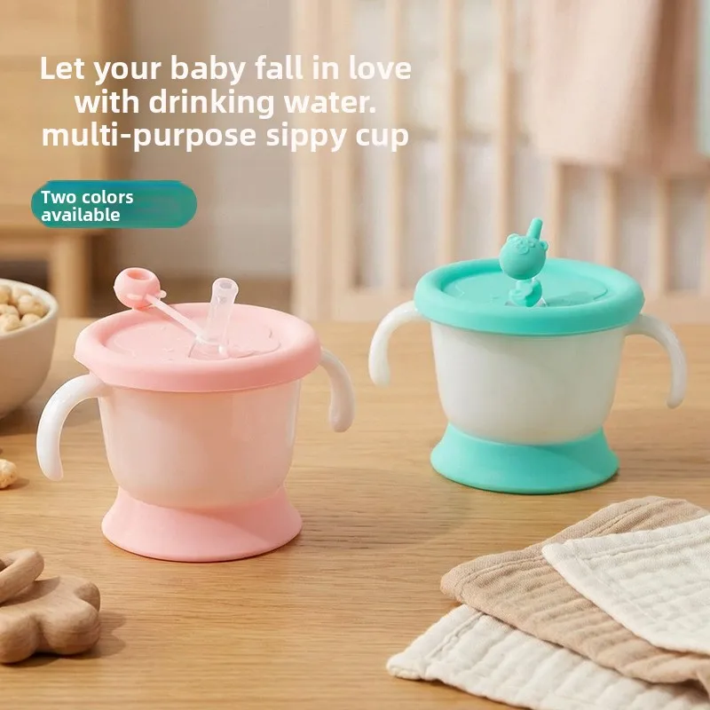 

Two Tone Straw Cup Cute Children's Learning Drink Cup With Handle Water Baby Training Cup