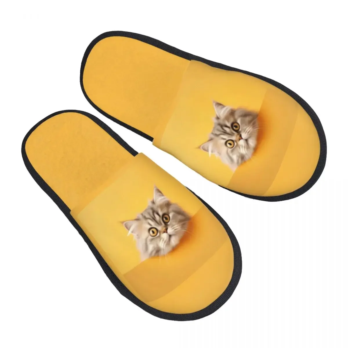 Indoor Slippers Cute Persian Kitten Plush Slipper Autumn Winter Shoes House Flat Floor for Bedroom