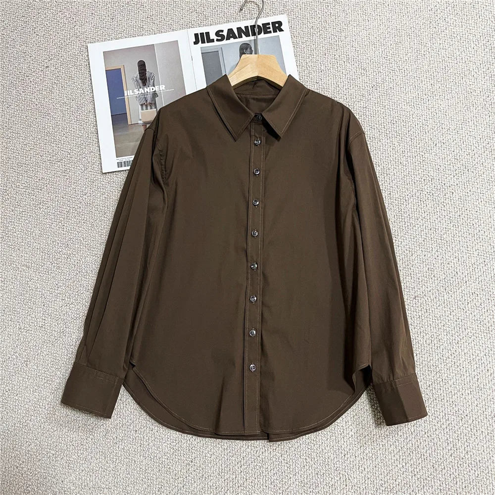 

Early Autumn New Cotton Lapel, Single Breasted Button, Shoulder Strap, Casual Versatile Women's Top Shirt