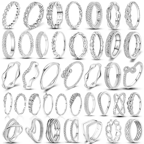 Shine Zircon Wedding Ring Original 925 Silver Simple Ring For Women Sterling Stackable Rings Popular Anniversary Jewelry