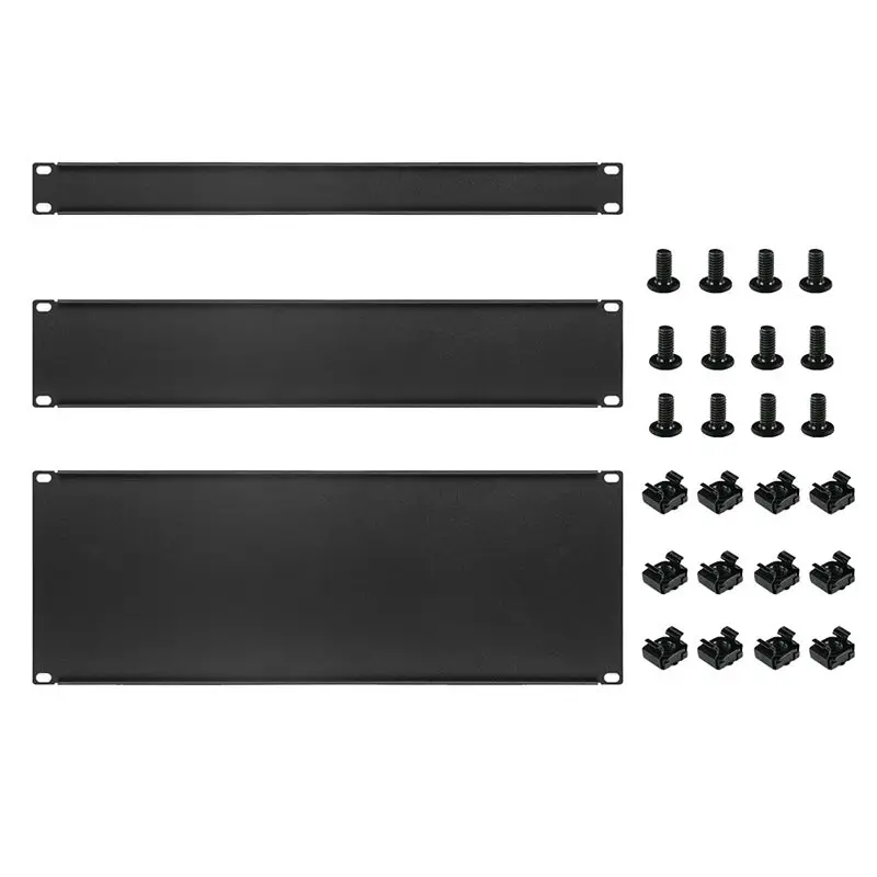 AED7-3 Pcs 1U 2U 4U Blank Panel Metal Rack Mount, Filler Panel Mount Spacer Rack Panel Kit For Enclosure Server Rack Cabinet