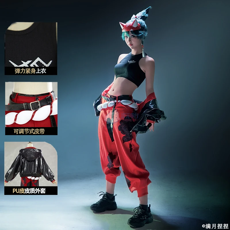 D.Va Kiriko cosplay overwatch2 costume new leather jacket pants belt hat accessory set Halloween party sexy woman man uniform