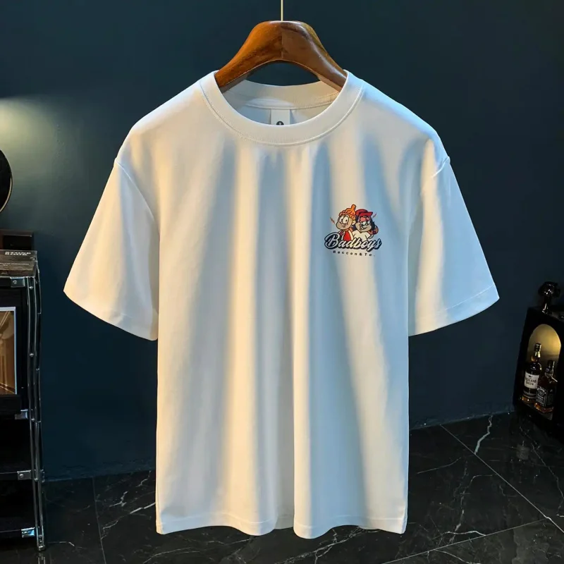 Men's Summer Vintage Cartoon Graphic T-Shirt, Casual Street Style Shirt with Round Neck, Breathable T-Shirt for Beach, Travel, D