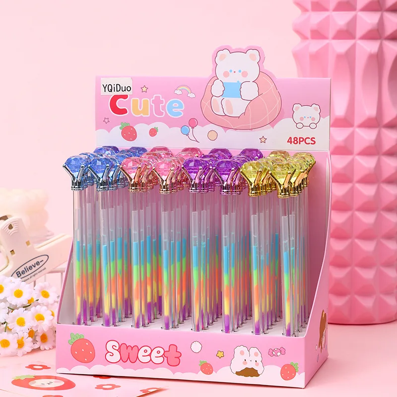 

48pcs/lot Creative Big Diamond Gel Pen Cute Colored Ink Marker Drawing Pens Promotional Gift Office School Supplies