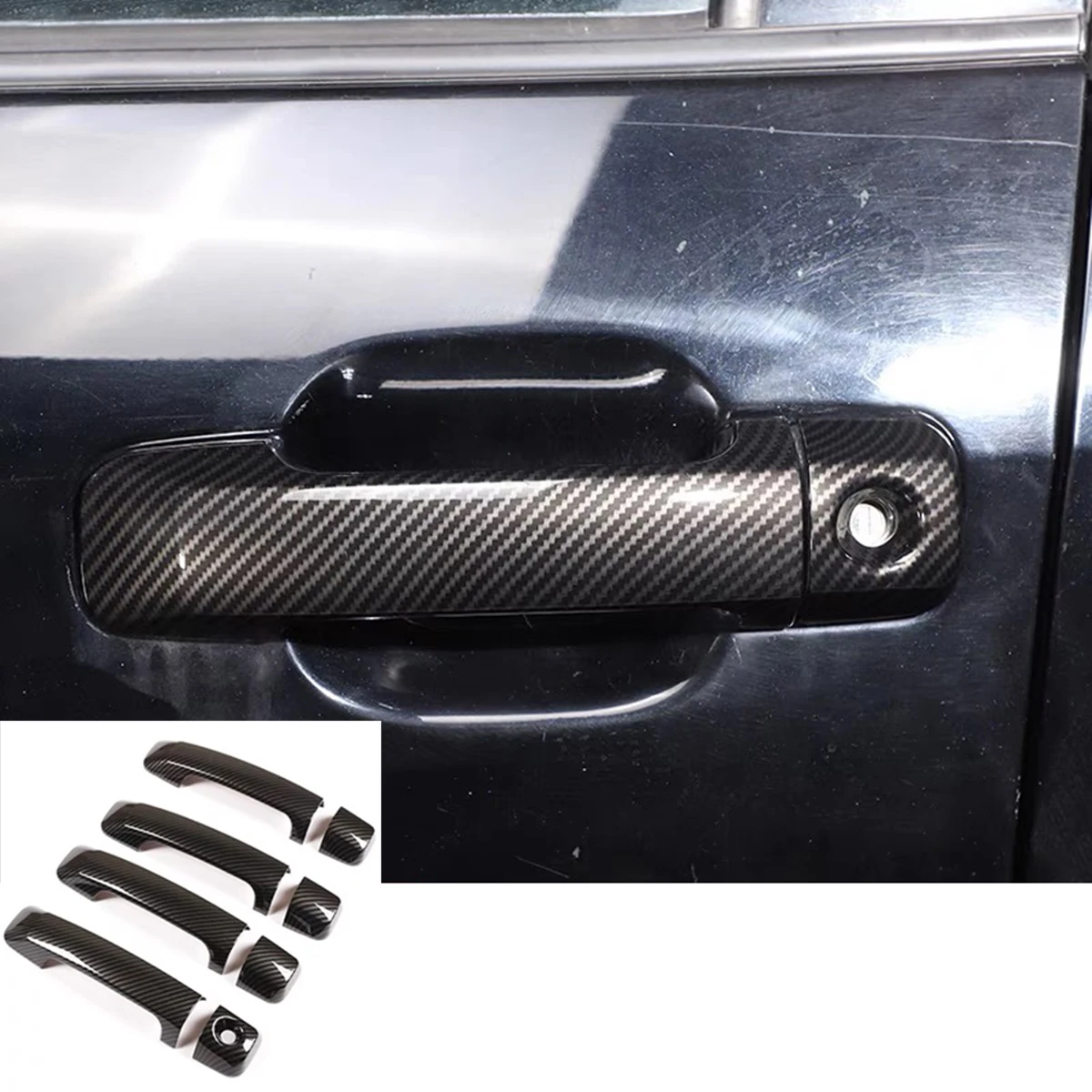 Chrome Plated Door Handle Covers Trim Paste Style For Toyota Tundra Sequoia Pickup 2007 - 2021 Car Carbon Handle Accessories