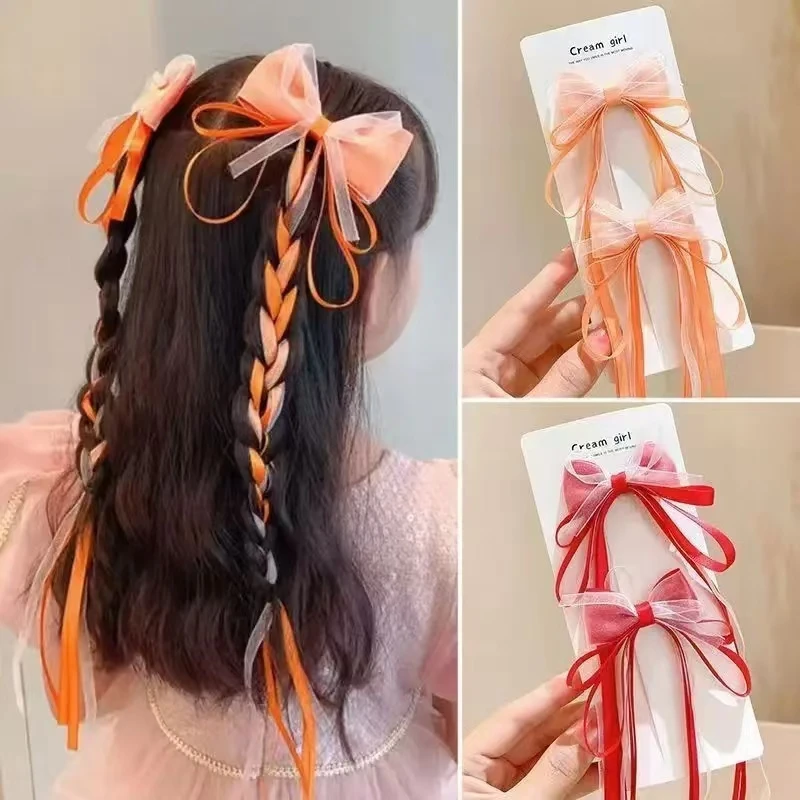 Horquillas con lazo para mujer y niña, accesorios para el cabello, pinzas trenzadas, estilo chino, 2-częściowe