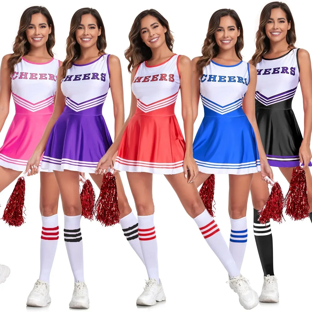 Cheerleader Costume Schoolgirl Dress School Girl Sexy Costumes Women Cosplay Halloween Cheer Leader Fancy Dress Sports Uniform