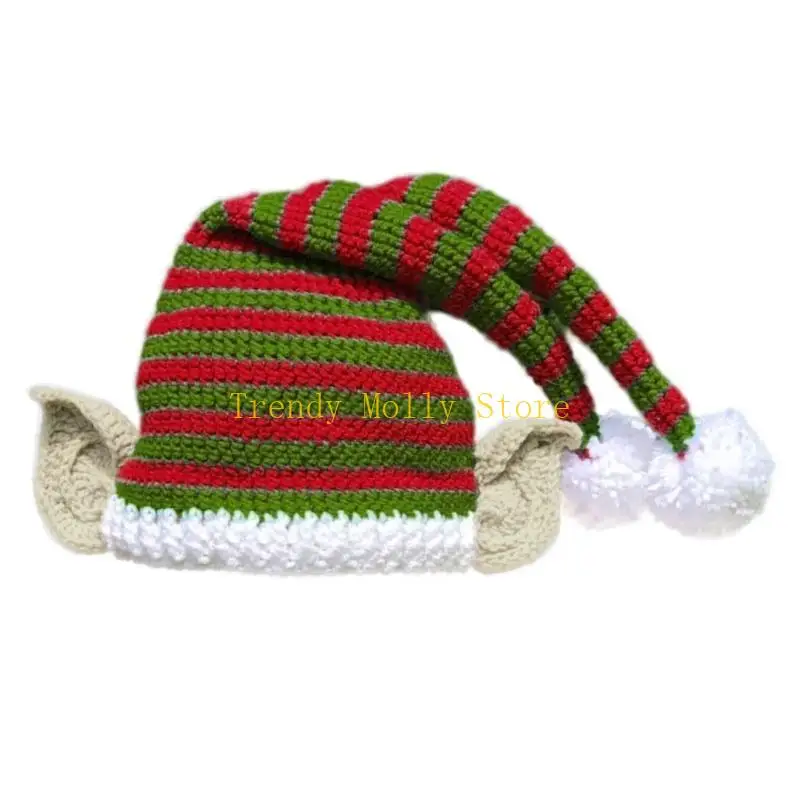 

N5KB Рождественские шапки Санты с белыми плюшевыми помпонами вязаные шапки для рождественской вечеринки Шапка Санта-Клауса для