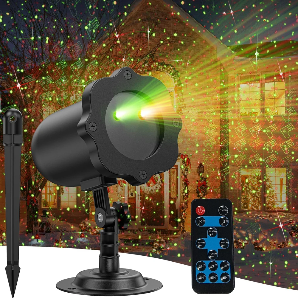Outdoor Laser Projector Lights, IP65 Waterproof LED Christmas Lamps With Remote Control for Christmas, Party, New Year, Holiday