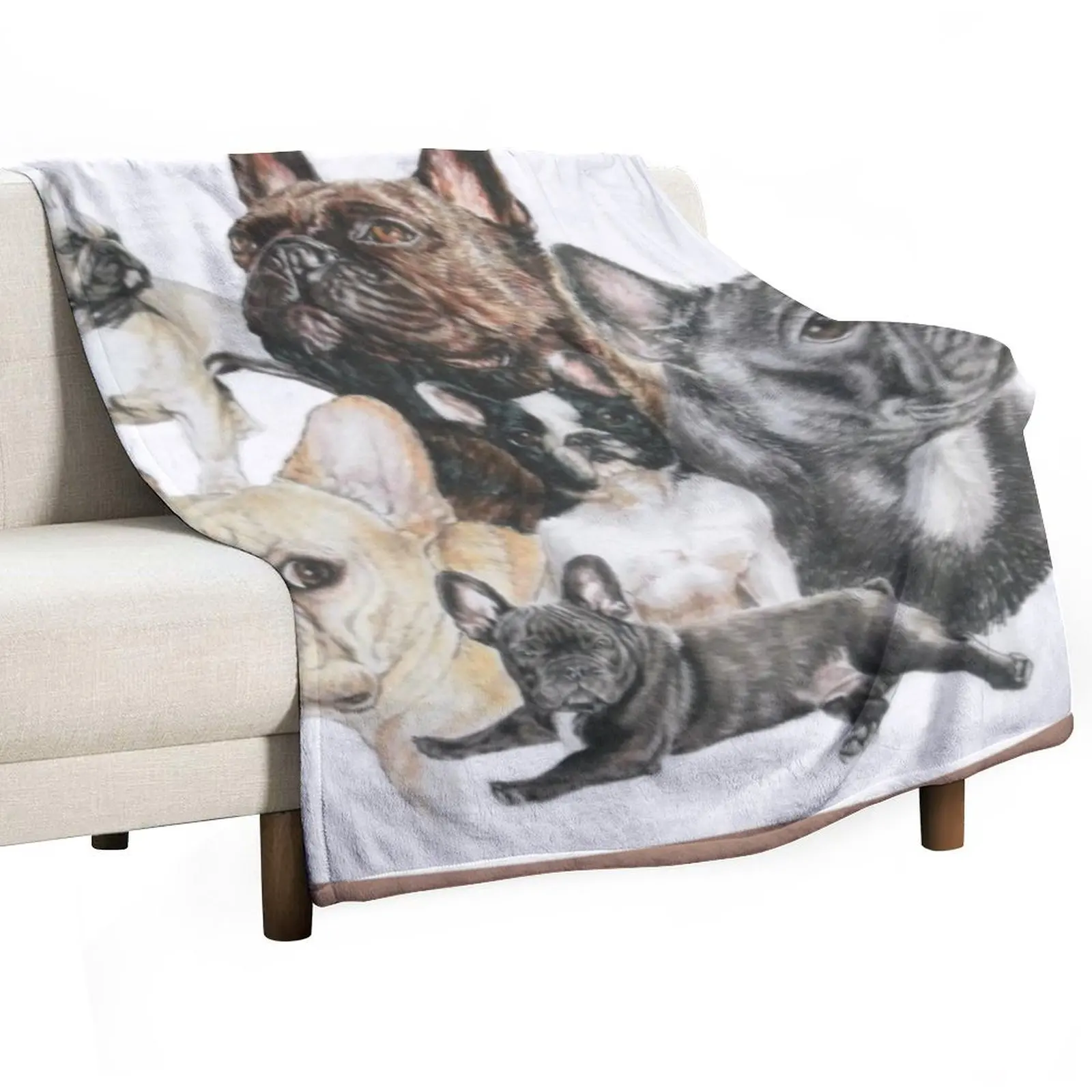 

French Bulldog Montage Throw Blanket manga Retros Multi-Purpose Decorative Beds Blankets