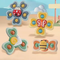 1PC Baby Cartoon Insects Spinners Toy ABS Suction Cup Spinning Top Rattles Fidget Stress Reliever Kids Bath Toys