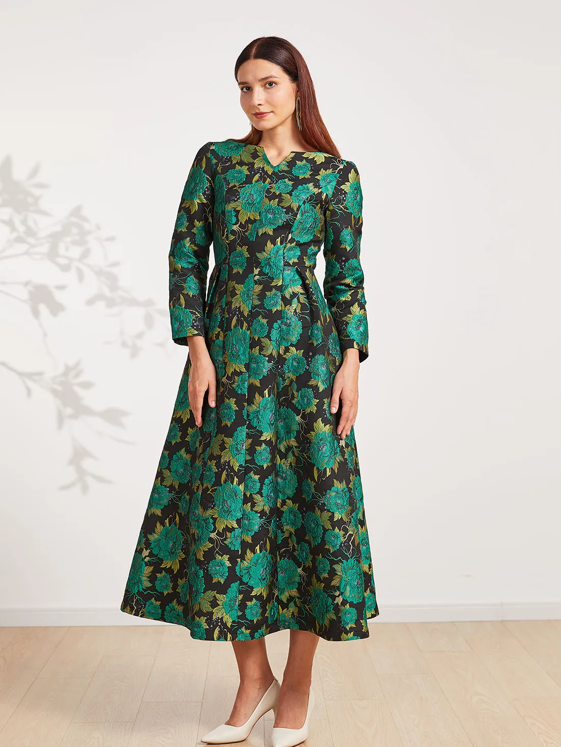 

Винтажное женское платье, длинное Цветочное платье макси, жаккардовые осенние платья, элегантная вечерняя Женская одежда в стиле бохо