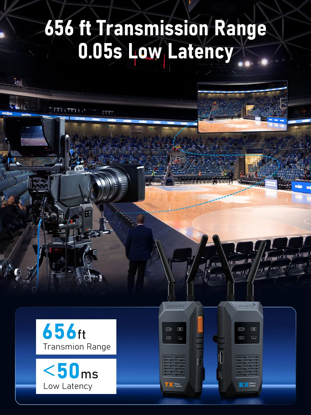 Zestaw bezprzewodowego przedłużacza Lemorele, bezprzewodowy nadajnik i odbiornik HDMI 1080P, transceiver wideo 200M do kamery, laptopa, komputera PC, telewizora. — zdjęcie produktu 7