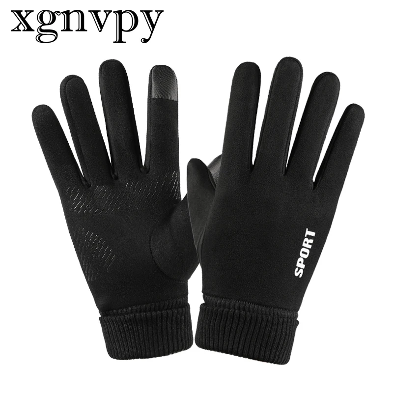 xgnvpy Windproof Cycling Gloves Bicycle Riding Suede Bike Glove Thermal Warm Winter Autumn Motorcycle Hand Protection Outdoor