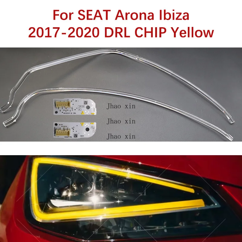 For SEAT Arona Ibiza 2017-2020 Car Headlight DRL CHIP Light Guide Strip Angel Eye Lemon Yellow Ballast Light Source Module Chip