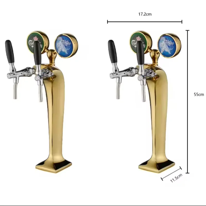 Fashion Double Taps Gold Led Beer Tower Beer Font Dispensing Tower Draft Beer Tower