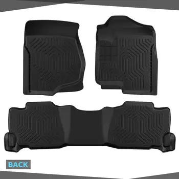 適用於 2007-2013 年雪佛蘭 Silverado/2007-2014 年 GMC Sierra 1500 的 TPE 全天候全覆蓋腳墊,三件套,黑色 10 最佳銷售 GMC Sierra配件 - №6