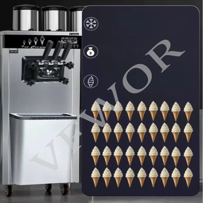 Soft Serve Soft Biscuit Ice Cream Yogurt Making Machine with Low Cheap Price 3 Flavor for Commercial