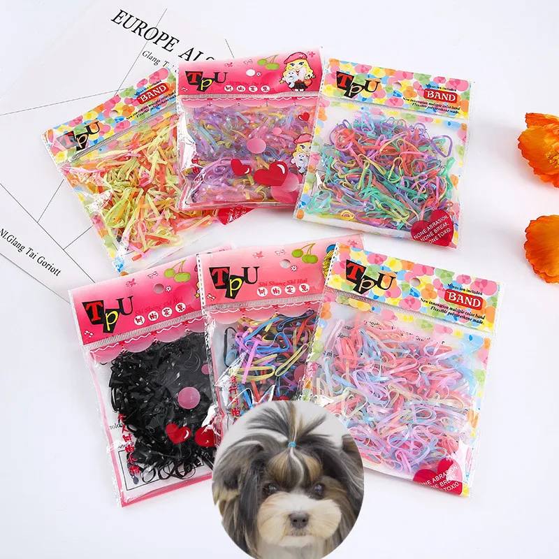 Pet Grooming Dog Headwear Dogs Teddy York Rubber Band Does Hair Pet Rubber Band Disposable Rubber TPU about500pcs