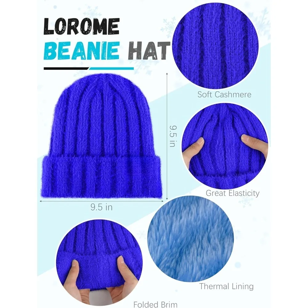 الشتاء قبعة قبعة وشاح قفازات، الدافئة الصوف متماسكة قبعة وشاح طويل الرقبة أدفأ شاشة تعمل باللمس قفازات الشتاء مجموعة هدايا للنساء