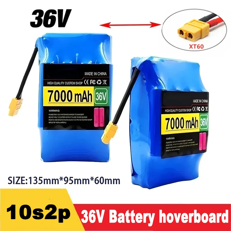 36V 7Ah 10s2p Lithium Rechargeable Battery,True for Electric Self-balancing Scooter HoverBoard Unicycle, Exceptional Battery