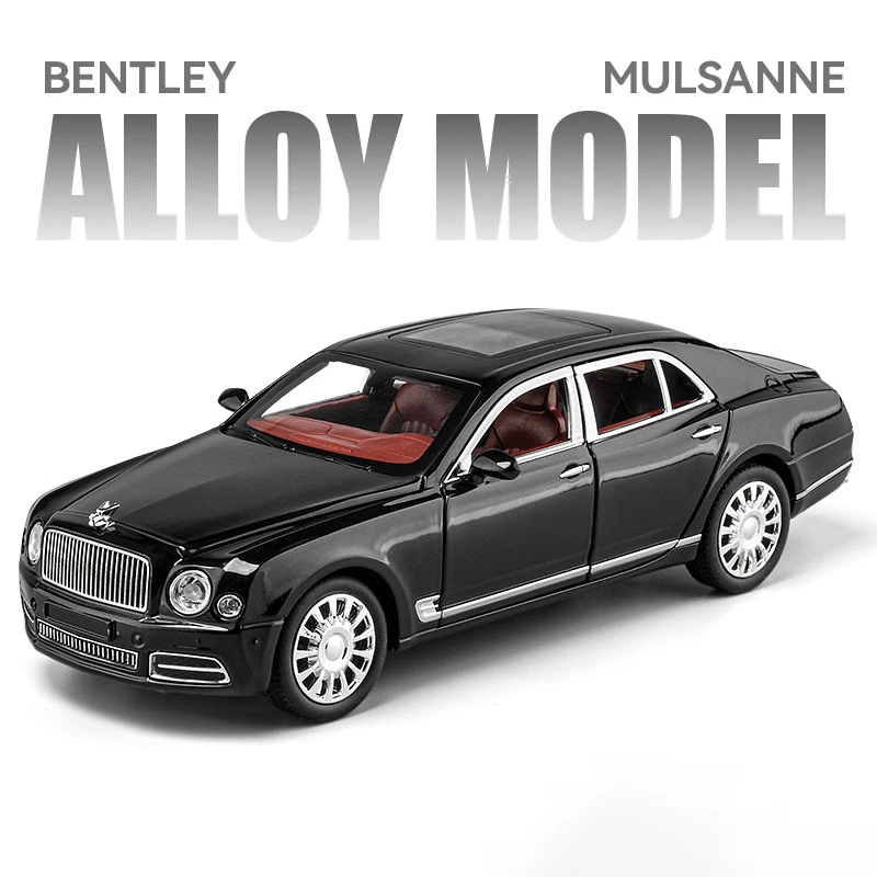 1:24 Bentley Mulsanne Alloy Car Model Diecasts Metal Toy Vehicles Sound And Light Pull Back Car High simulation For Kids Gifts