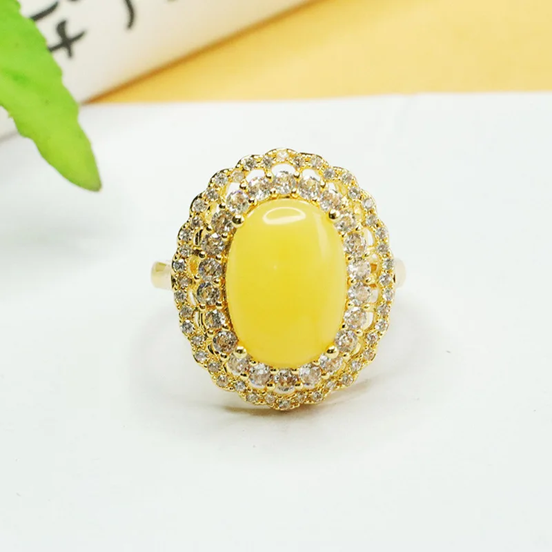 

Natural Amber Finger Ring Women's Jewelry S3122005
