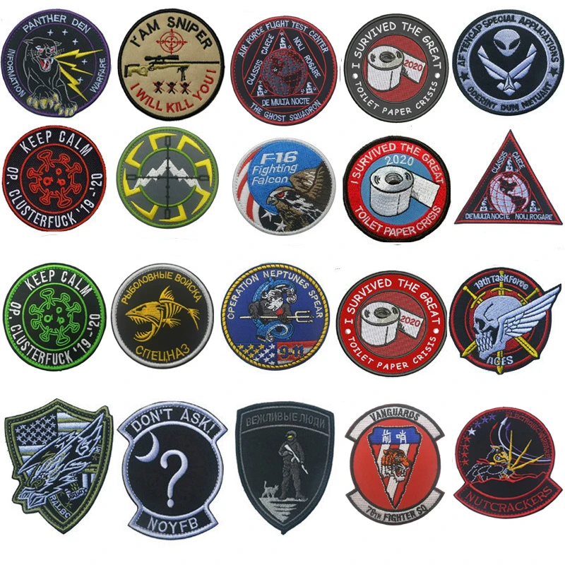 Tactical Military Embroidered Badges Patches for Caps Backpacks Bags Uniforms Decorative Accessories Hook & Loop Insignia Patch