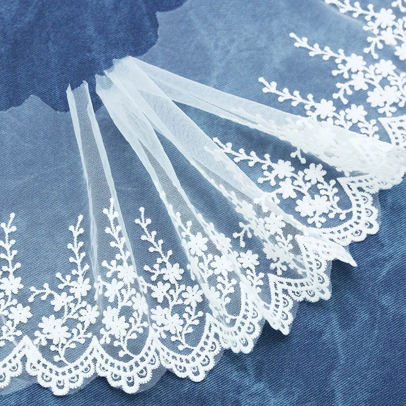 

(1 Yard/pack) 155mm White Pine Branch Pattern Embroidery Lace Mesh Laces Underwear Sewing Accessories Dress Wedding DIY Handmade