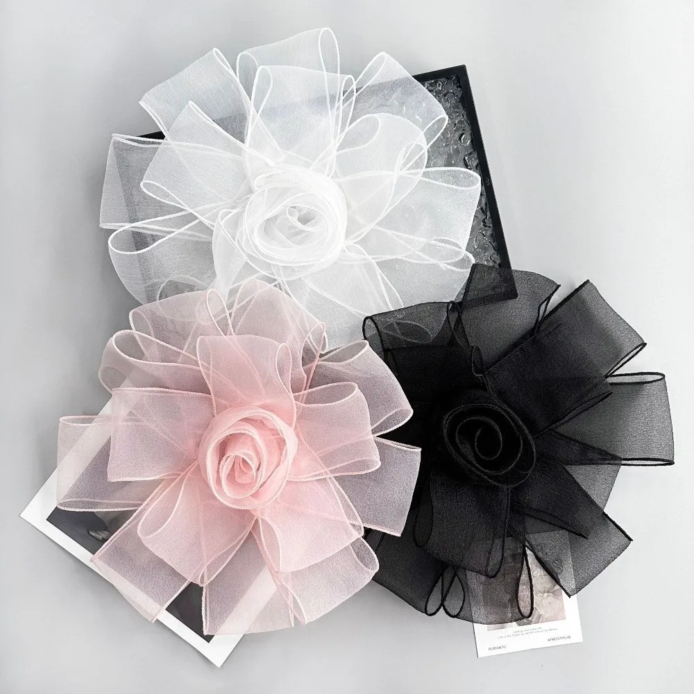 Exquisite Mesh Dress Cloth Patch Rose Flower Multi-Layer Large Flower Patch Dress Decorative DIY Flower Brooch