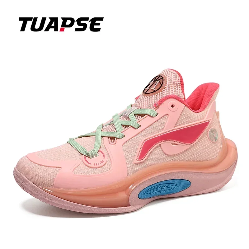 TUAPSE New Men's Basketball Shoes Cool Luminous Breathable MD Outsole Mesh Breathable Non-Slip Cushioning Casual Sports Shoes