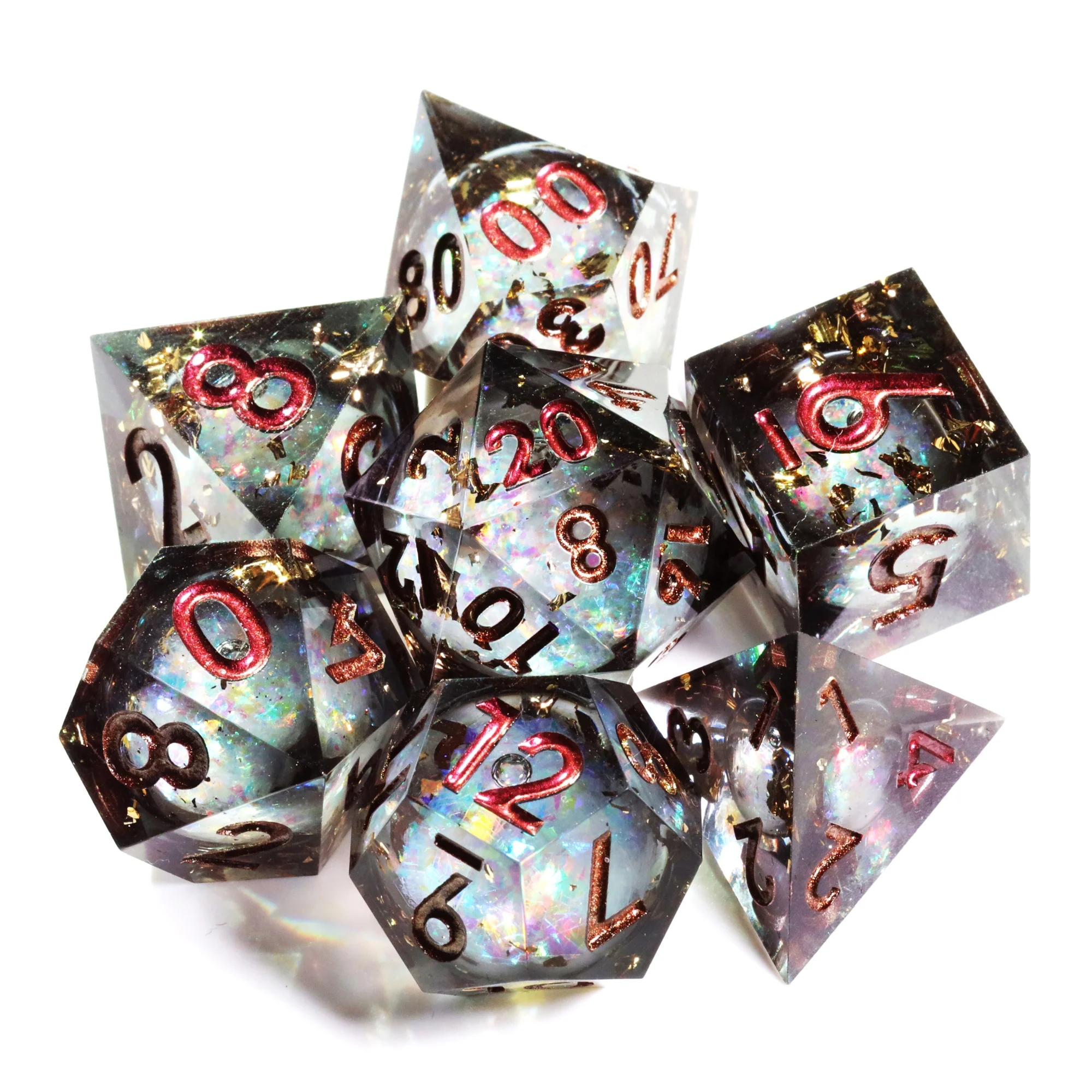 MINI PLANET Liquid Core Dice Set Handmade Resin Dice for TRPG Dungeons&Dragons Board Game DND Dice Set MP77 Midnight Forest 7pcs